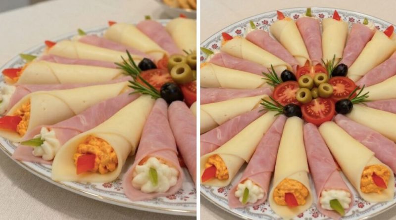 Tormakrémmel és körözöttel töltött sonkatekercs és sajttekercs Húsvétra