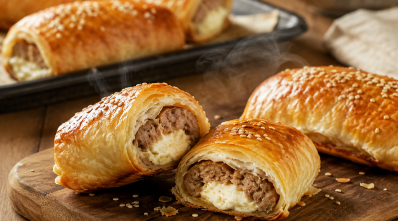 Krémsajtos-kolbászos tésztatekercsek
