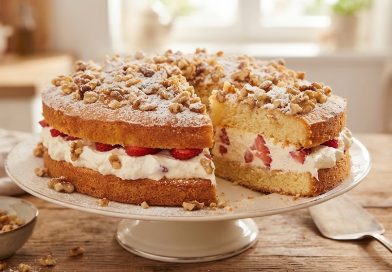 Epres túró-tejszín torta (Käsesahne Torte): Egy igazi álomtorta 300g friss eperrel!